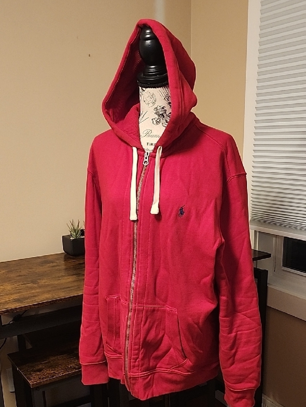 Ralph Lauren Red Zip-Up Hoodie Sweater - Picture 3 of 8